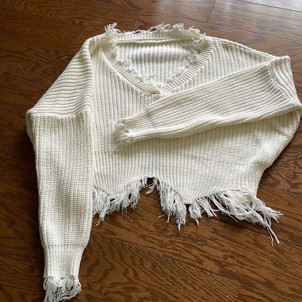 Cropped crocheted sweater